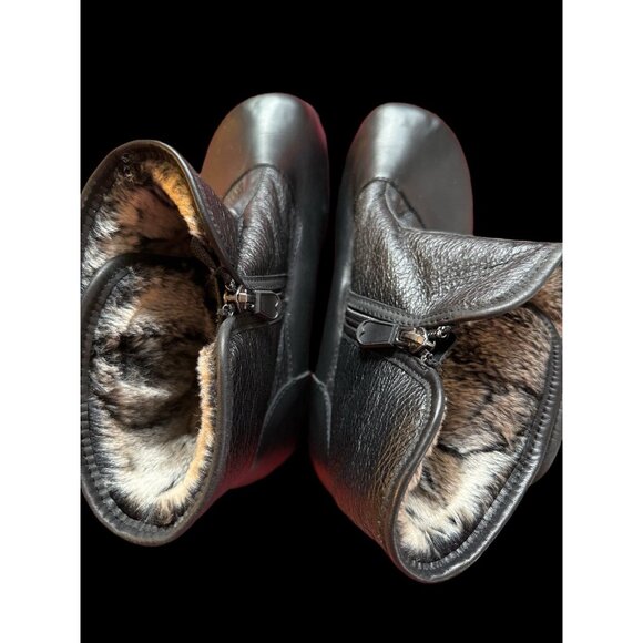 Black Fur Lined Ankle Boots Made In Canada Size 7 - Picture 7 of 16